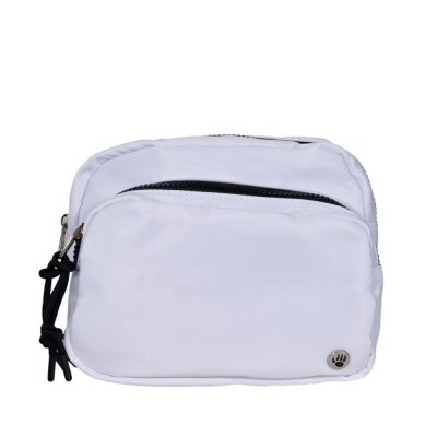 New Arrivals Bearpaw Women's Square Double Zip Waist Bag/Sling White/Black New Arrivals Bearpaw Women's Square Double Zip Waist Bag/Sling White/Black