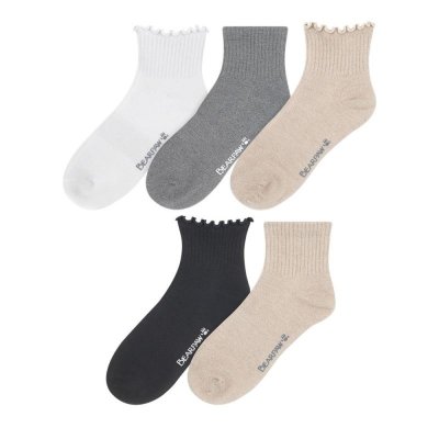 New Arrivals Bearpaw Women's Ruffle Support Sock Anklet 5Pk Simply Taupe New Arrivals Bearpaw Women's Ruffle Support Sock Anklet 5Pk Simply Taupe