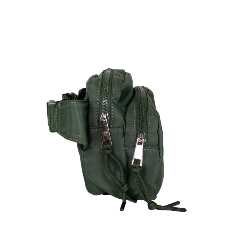 New Arrivals Bearpaw Women's Square Double Zip Waist Bag/Sling Olive