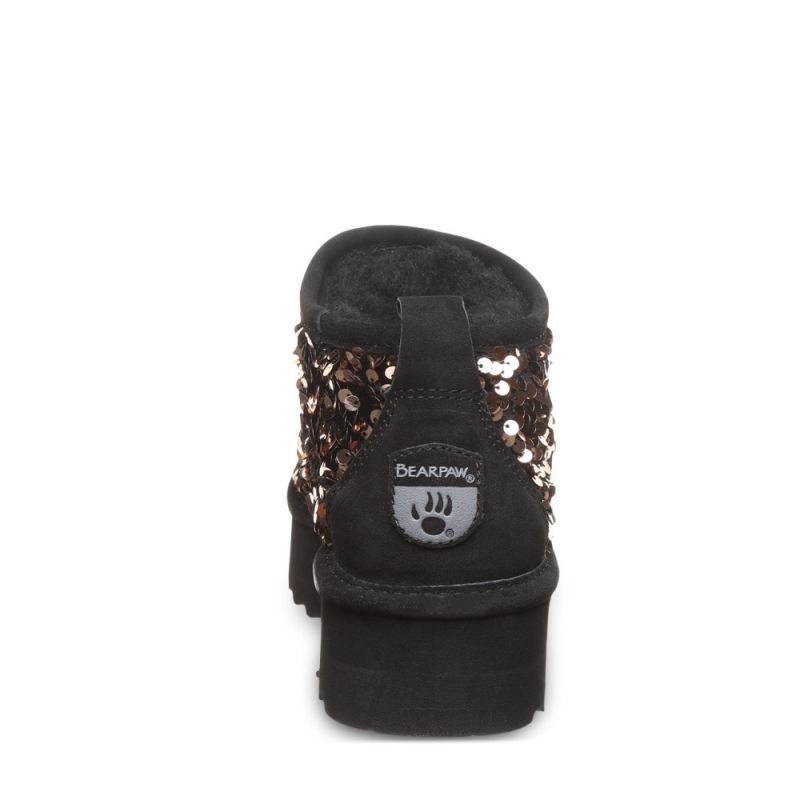 New Arrivals Bearpaw Women's Retro Super Shorty Sequin Gold Sequin