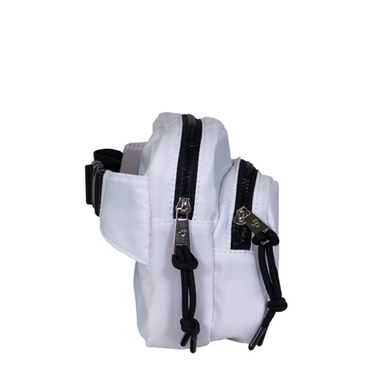 New Arrivals Bearpaw Square Double Zip Waist Bag/Sling White/Black