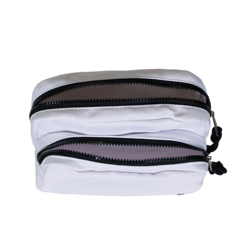 New Arrivals Bearpaw Square Double Zip Waist Bag/Sling White/Black