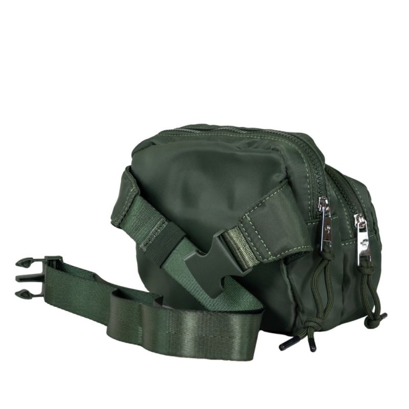 New Arrivals Bearpaw Square Double Zip Waist Bag/Sling Olive