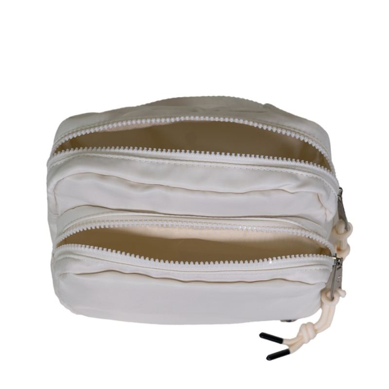 New Arrivals Bearpaw Women's Square Double Zip Waist Bag/Sling Ivory