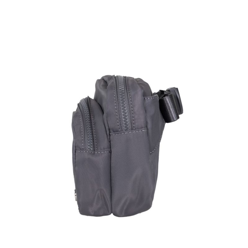 New Arrivals Bearpaw Square Double Zip Waist Bag/Sling Dark Gray