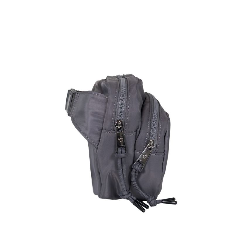 New Arrivals Bearpaw Square Double Zip Waist Bag/Sling Dark Gray