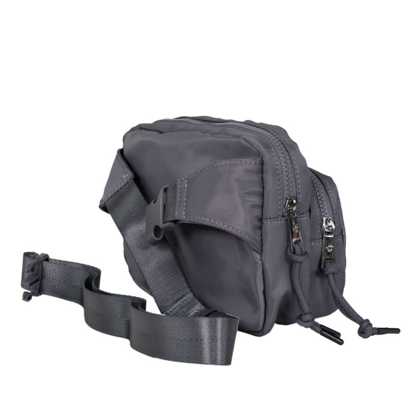 New Arrivals Bearpaw Square Double Zip Waist Bag/Sling Dark Gray