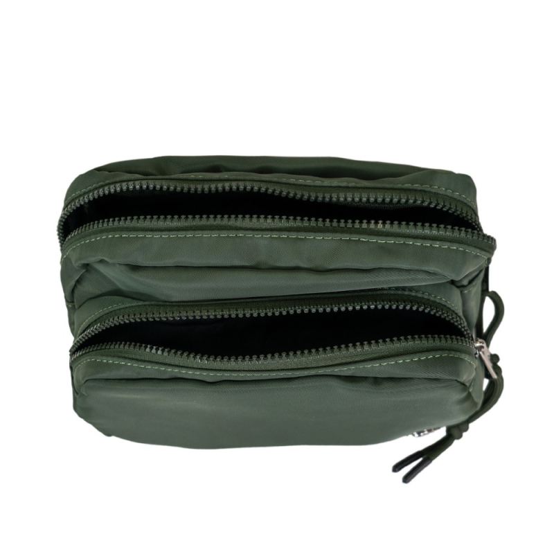 New Arrivals Bearpaw Men's Square Double Zip Waist Bag/Sling Olive