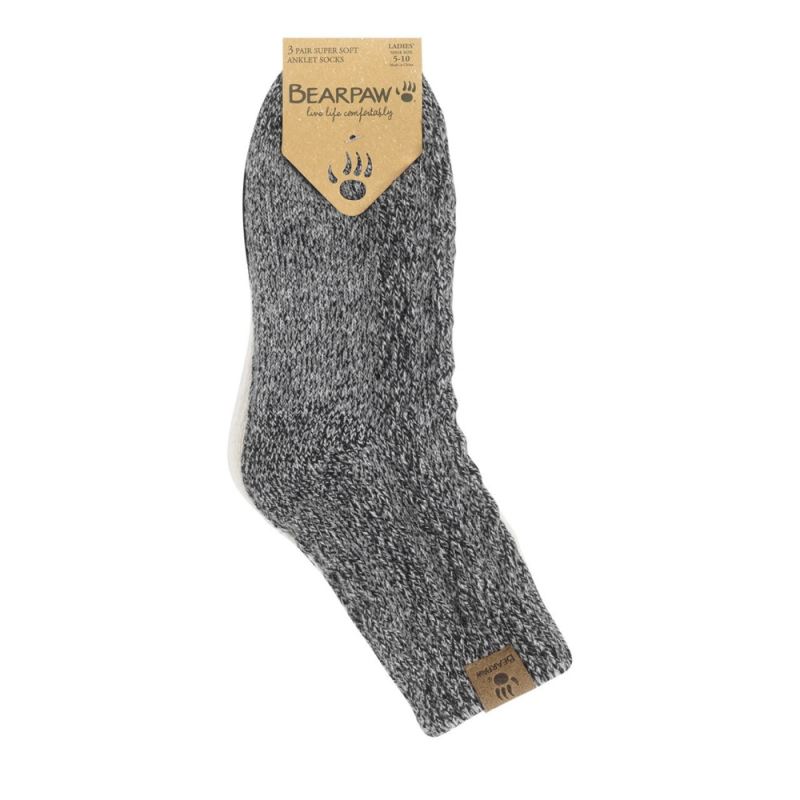 New Arrivals Bearpaw Women's Boot Sock Anklet Lrg Cable 3Pk Multi