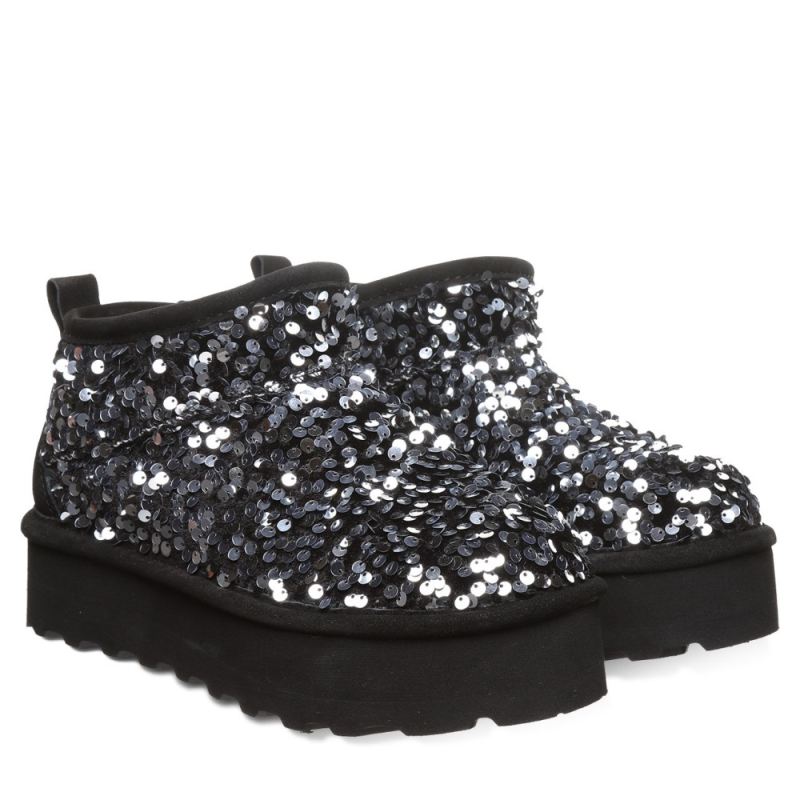 New Arrivals Bearpaw Women's Retro Super Shorty Sequin Silver Sequin